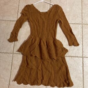 Anthropologie Knitted & Knotted Pointelle Sweater Dress Size M Angora Wool Blend